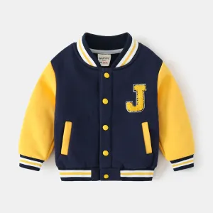 Kids Toddler Boys Casual Sports Letter Print Fleece Long Sleeve Baseball Jacket