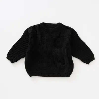 Kids Baby Toddler Boys Girls Autumn Winter Casual Cute Solid Color Long Sleeve Cotton Pullover Sweater