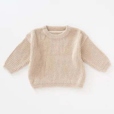 Kids Baby Toddler Boys Girls Autumn Winter Casual Cute Solid Color Long Sleeve Cotton Pullover Sweater