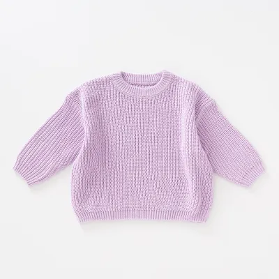 Kids Baby Toddler Boys Girls Autumn Winter Casual Cute Solid Color Long Sleeve Cotton Pullover Sweater