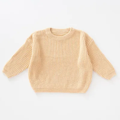 Kids Baby Toddler Boys Girls Autumn Winter Casual Cute Solid Color Long Sleeve Cotton Pullover Sweater