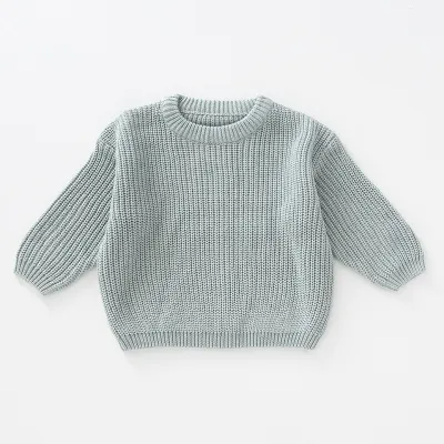 Kids Baby Toddler Boys Girls Autumn Winter Casual Cute Solid Color Long Sleeve Cotton Pullover Sweater