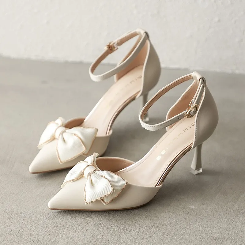 Summer Women Fashion Sexy Bow Pointed Toe Pumps