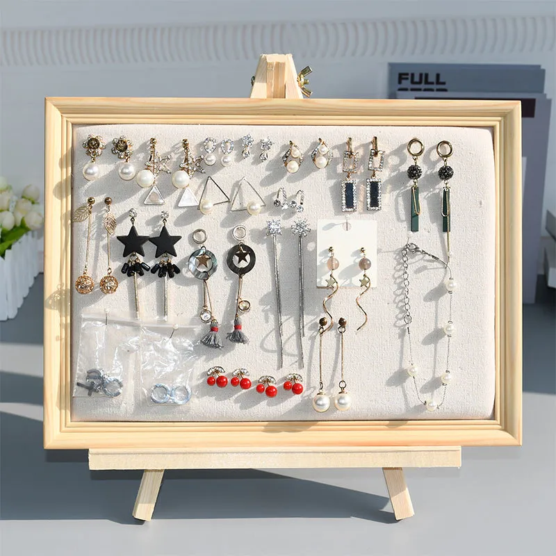 Fashion Solid Wood Photo Frame Earrings Display Tray