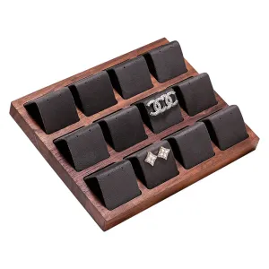 Vintage Walnut Solid Wood Stud Earrings Display Tray