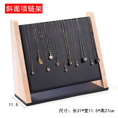 Fashion Vertical Beveled Wooden Necklace Bracelet Display Stand