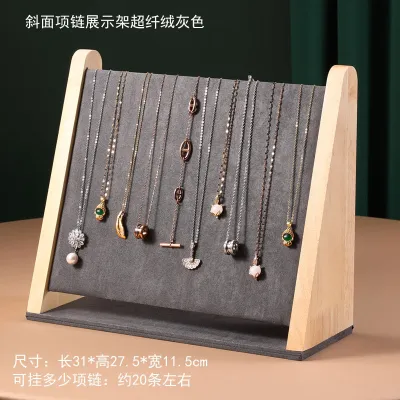 Fashion Vertical Beveled Wooden Necklace Bracelet Display Stand