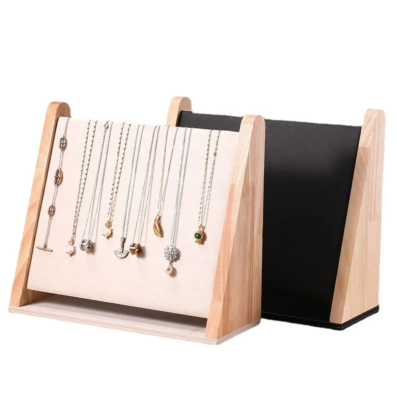 Fashion Vertical Beveled Wooden Necklace Bracelet Display Stand
