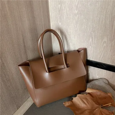 Women Fashionable Simple Large Capacity PU Tote Shoulder Bag