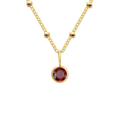 Women Fashion Round Rhinestone December Ball Chain Necklace