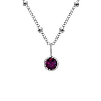 Women Fashion Round Rhinestone December Ball Chain Necklace