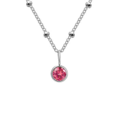 Women Fashion Round Rhinestone December Ball Chain Necklace