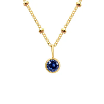 Women Fashion Round Rhinestone December Ball Chain Necklace