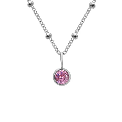 Women Fashion Round Rhinestone December Ball Chain Necklace