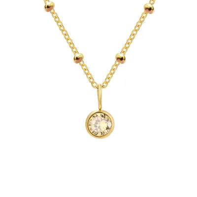 Women Fashion Round Rhinestone December Ball Chain Necklace