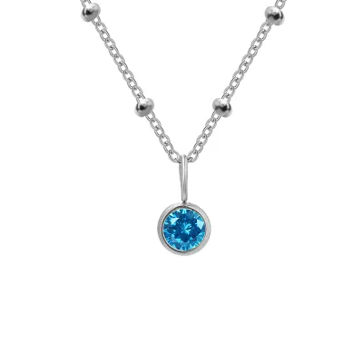 Women Fashion Round Rhinestone December Ball Chain Necklace