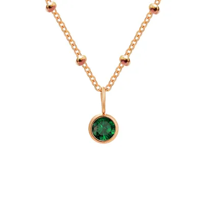 Women Fashion Round Rhinestone December Ball Chain Necklace