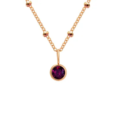 Women Fashion Round Rhinestone December Ball Chain Necklace
