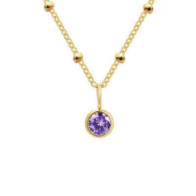 Women Fashion Round Rhinestone December Ball Chain Necklace