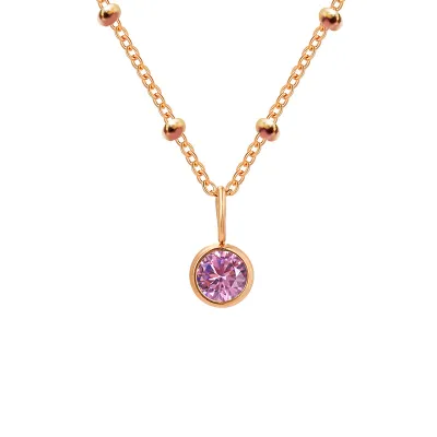 Women Fashion Round Rhinestone December Ball Chain Necklace