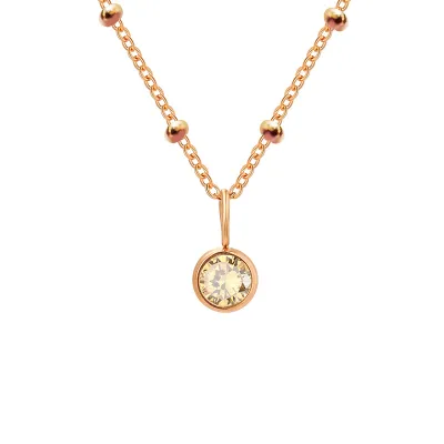 Women Fashion Round Rhinestone December Ball Chain Necklace