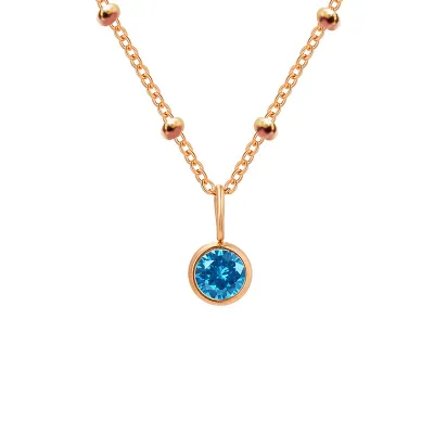 Women Fashion Round Rhinestone December Ball Chain Necklace