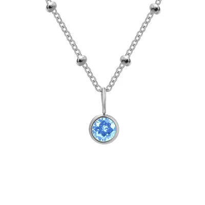 Women Fashion Round Rhinestone December Ball Chain Necklace
