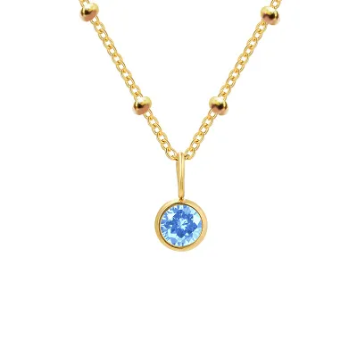 Women Fashion Round Rhinestone December Ball Chain Necklace