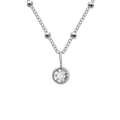 Women Fashion Round Rhinestone December Ball Chain Necklace