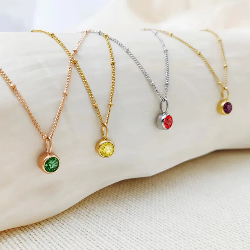 Women Fashion Round Rhinestone December Ball Chain Necklace