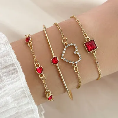 Fashion Rhinestone Metal Bracelet Set