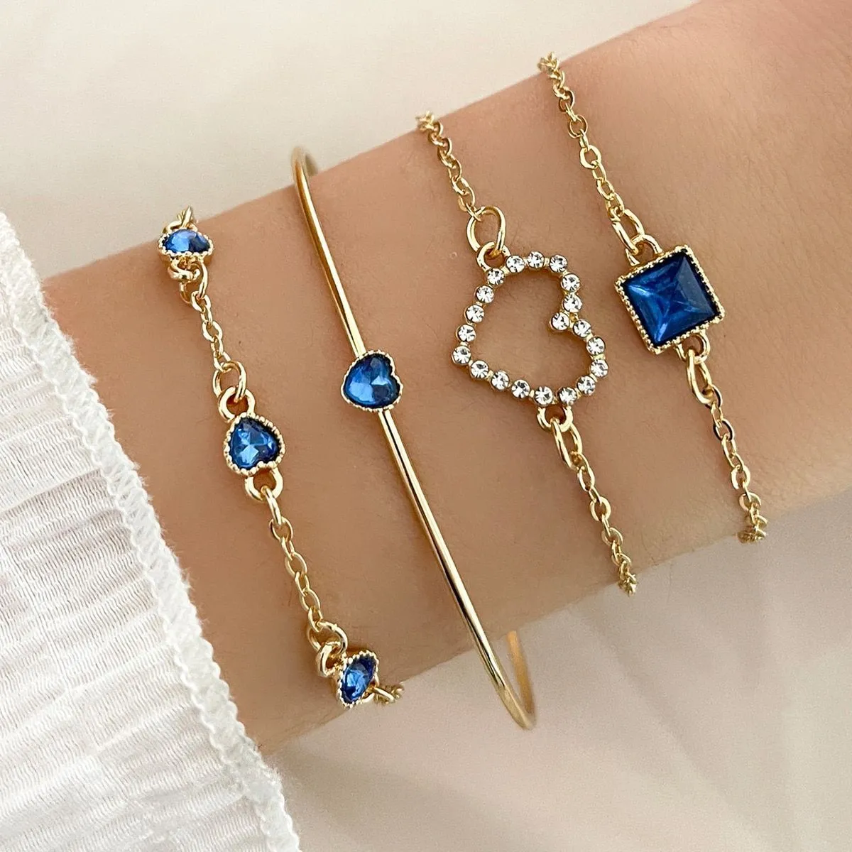 Fashion Rhinestone Metal Bracelet Set