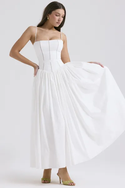 Women Elegant Spaghetti Strap Tiny Flower Maxi Dress