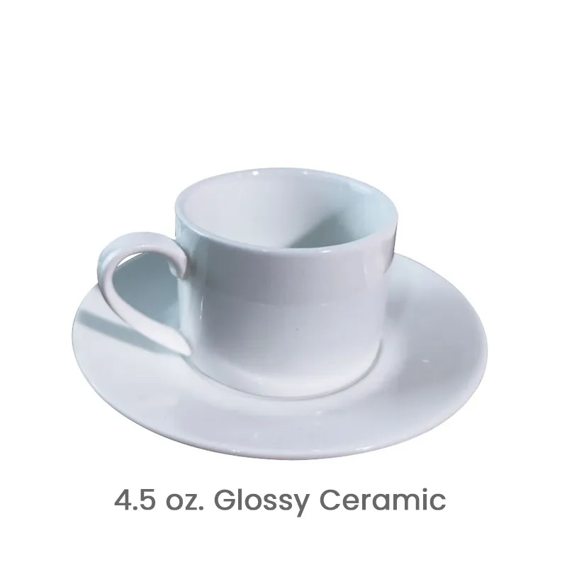 4.5 oz. Straight Cup Dish Custom Logo Latte Coffee Cup White Ceramic Coffee Mug Custom