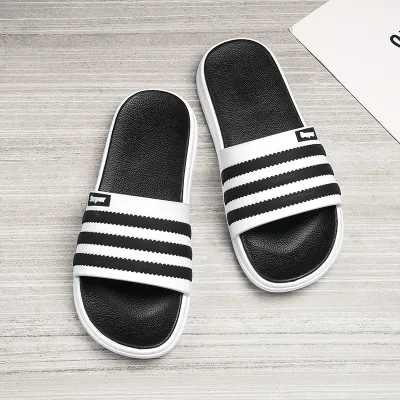 Men Simple Strip Printing Slippers