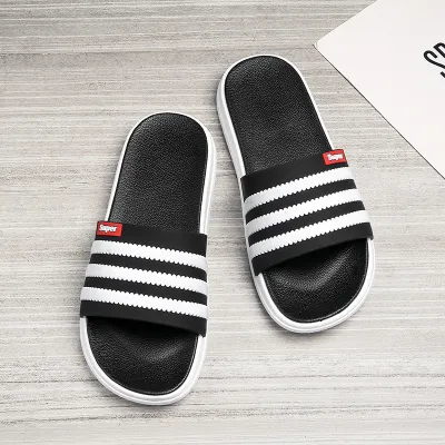 Men Simple Strip Printing Slippers
