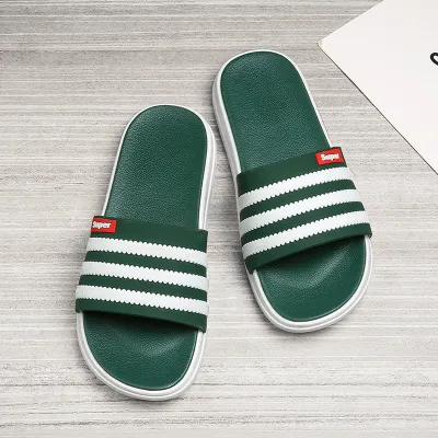 Men Simple Strip Printing Slippers