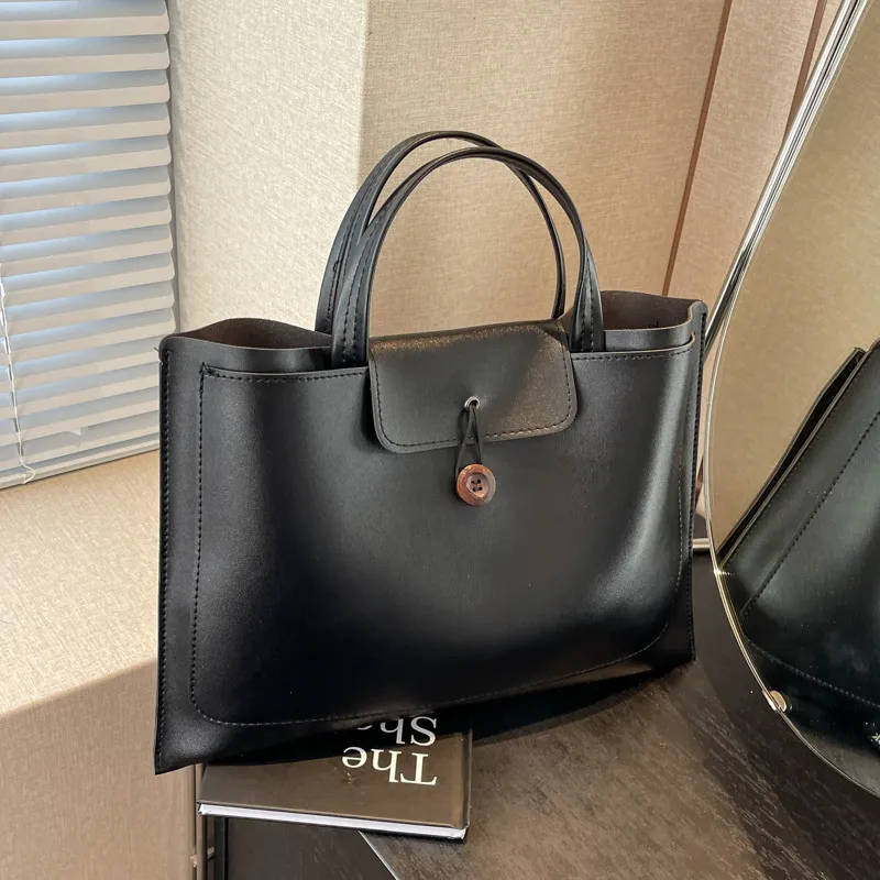 Women Fashion Solid Color Large Capacity PU Handbag Urban Simplicity