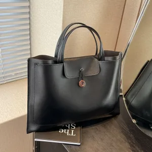 Women Fashion Solid Color Large Capacity PU Handbag Urban Simplicity