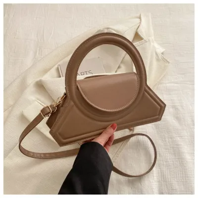 Women Fashion Solid Color PU Ring Handle Shoulder Bag Medium