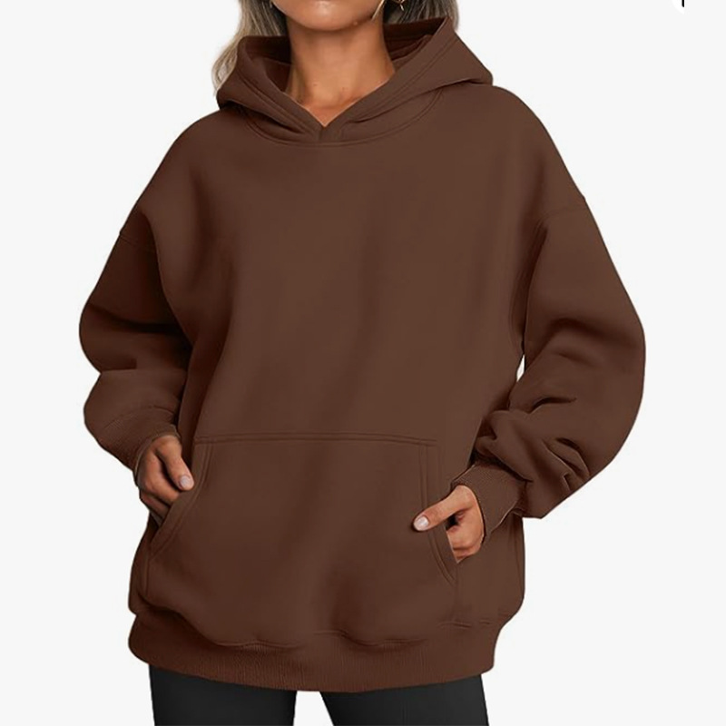 Wholesale Women Casual Solid Color Loose Hoodie