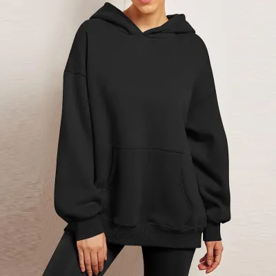 Women Casual Solid Color Loose Hoodie