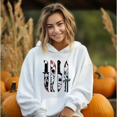 Women Casual Print Loose Hoodie Geometric Pattern Polyester
