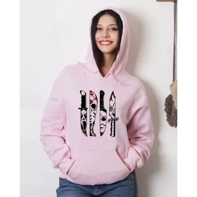 Women Casual Print Loose Hoodie Geometric Pattern Polyester