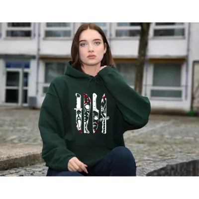 Women Casual Print Loose Hoodie Geometric Pattern Polyester