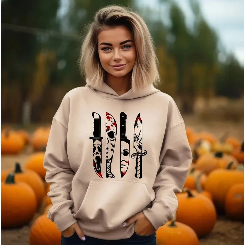 Women Casual Print Loose Hoodie Geometric Pattern Polyester