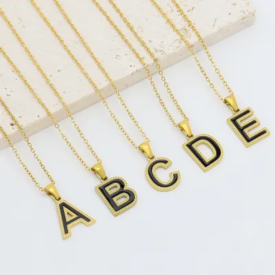 Women Fashion 26 English Alphabet Pendant Titanium Steel Necklace