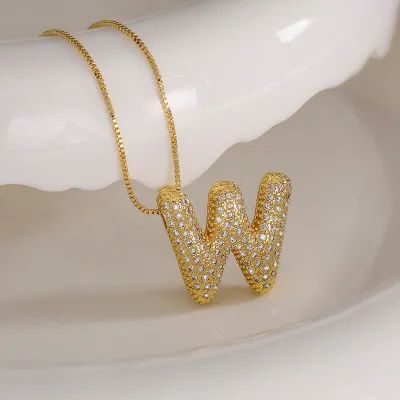 Women Fashion 26 English Alphabet Titanium Steel Pendant Necklace
