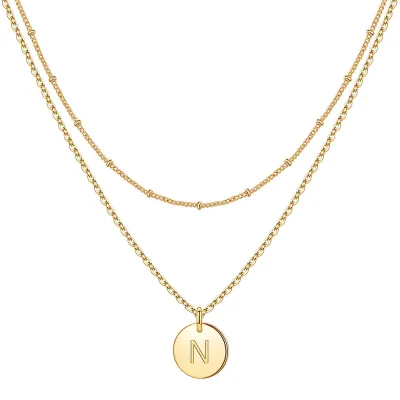 Women Fashion 26 English Alphabet Stainless Steel Necklace