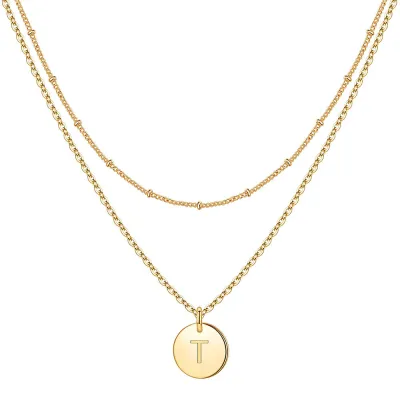 Women Fashion 26 English Alphabet Stainless Steel Necklace